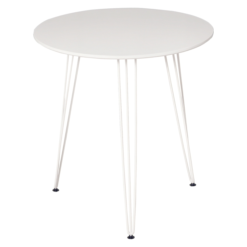 HOMCOM Masă de Comedor Rotundă cu Picioarele în formă de Furculiță din Metal Stil Modern Nordic Ø70x75 cm Alb