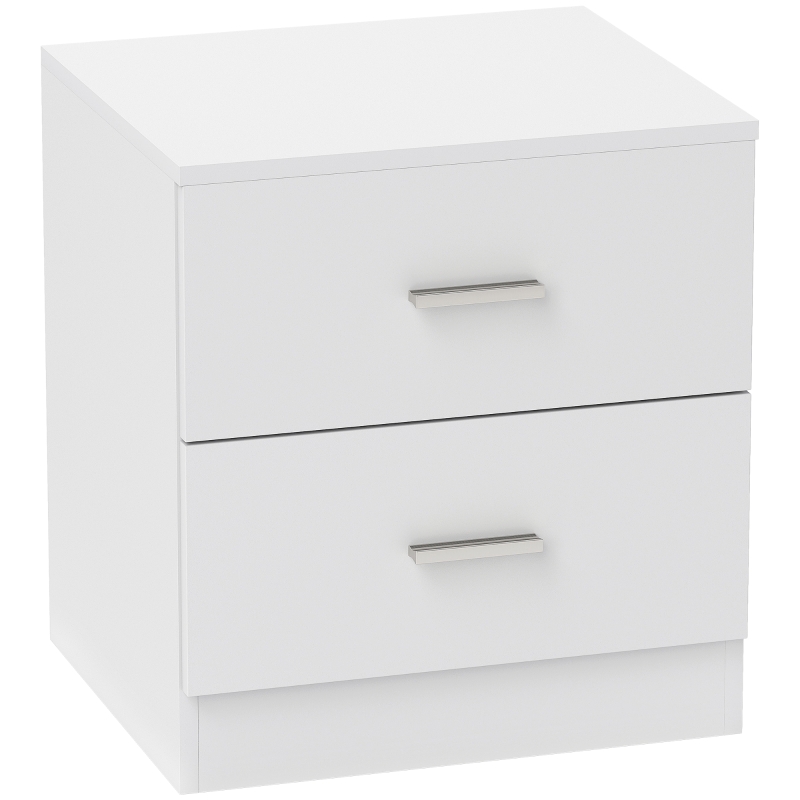 HOMCOM Masa de noapte cu 2 sertare mâner din aliaj de aluminiu stil contemporan 45 x 39,5 x 49 cm alb