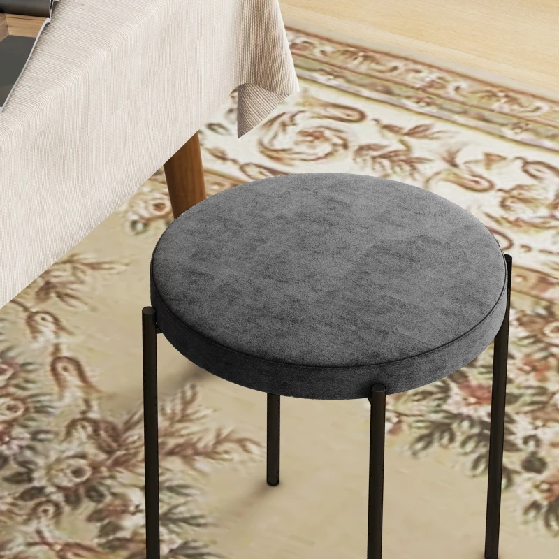 HOMCOM Set de 4 taburete de bucătărie, empilabile, stil catifea, până la 100 kg, cadru din oțel, 41,5 x 41,5 x 46 cm, Gri închis