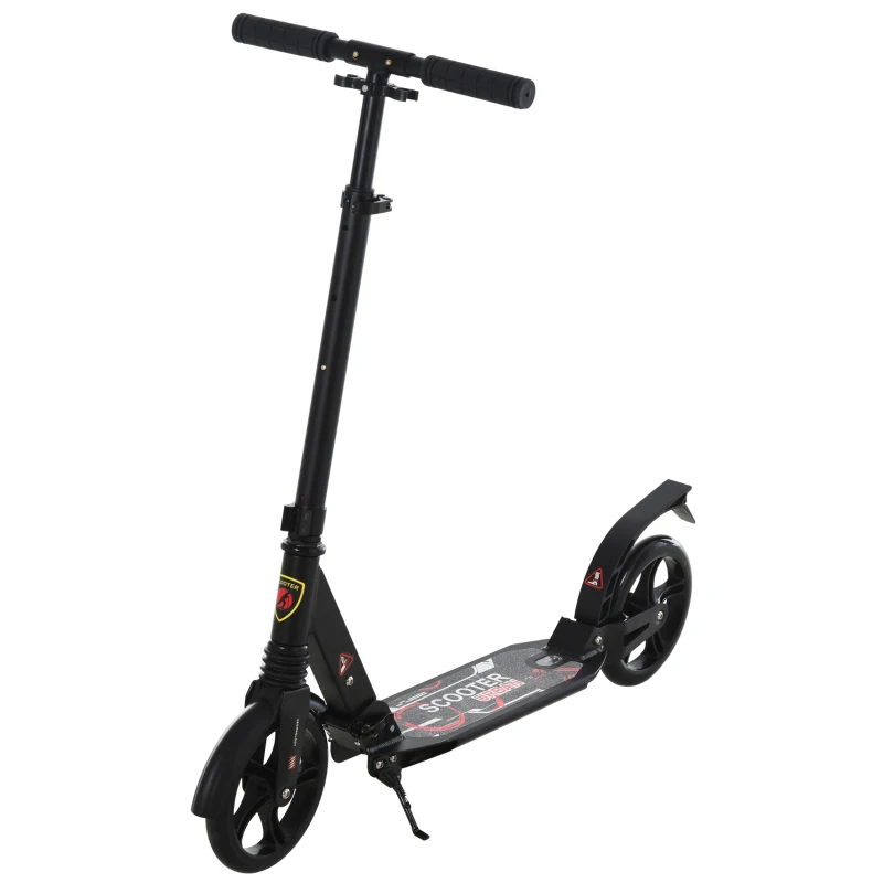 HOMCOM Trotinetă Pliabilă Scooter cu Ghidon Înălțime Ajustabilă Trotinetă Ușoară pentru Adulți și Copii (peste 14 ani) Tip Skateboard cu Frână Roți Mari Ø200 mm Aluminiu Capacitate 100kg