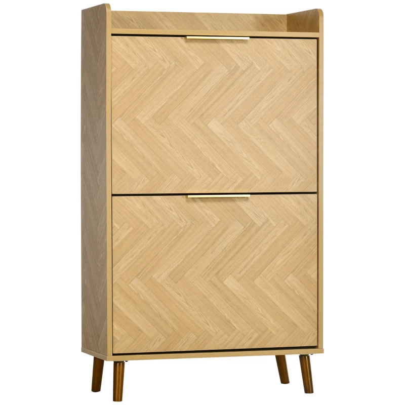 HOMCOM Mobilier pentru pantofi cu 2 uși rabatabile pentru intrare mică living dormitor 70 x 30 x 120 cm