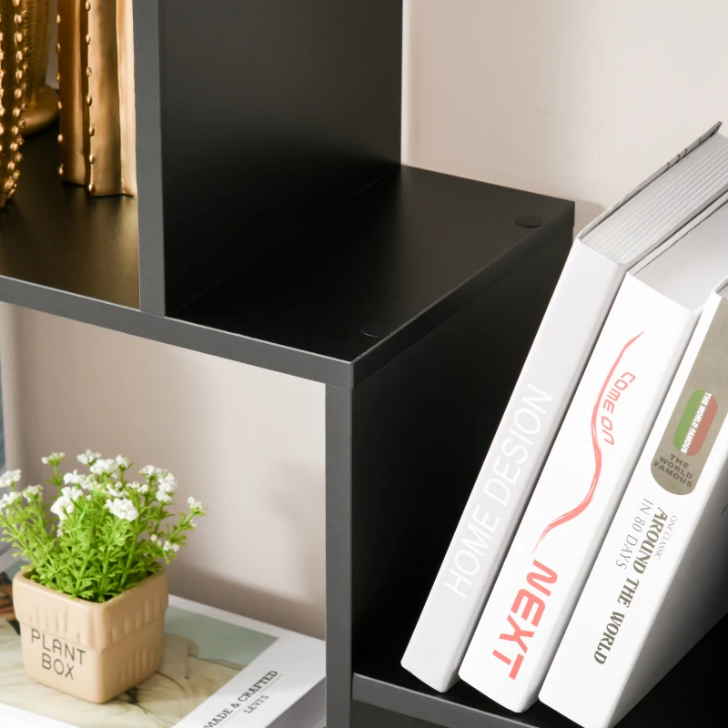 HOMCOM Bibliotecă cu rafturi Zig-zag Design Contemporan 70L x 24l x 178Î cm Panouri Particule negru