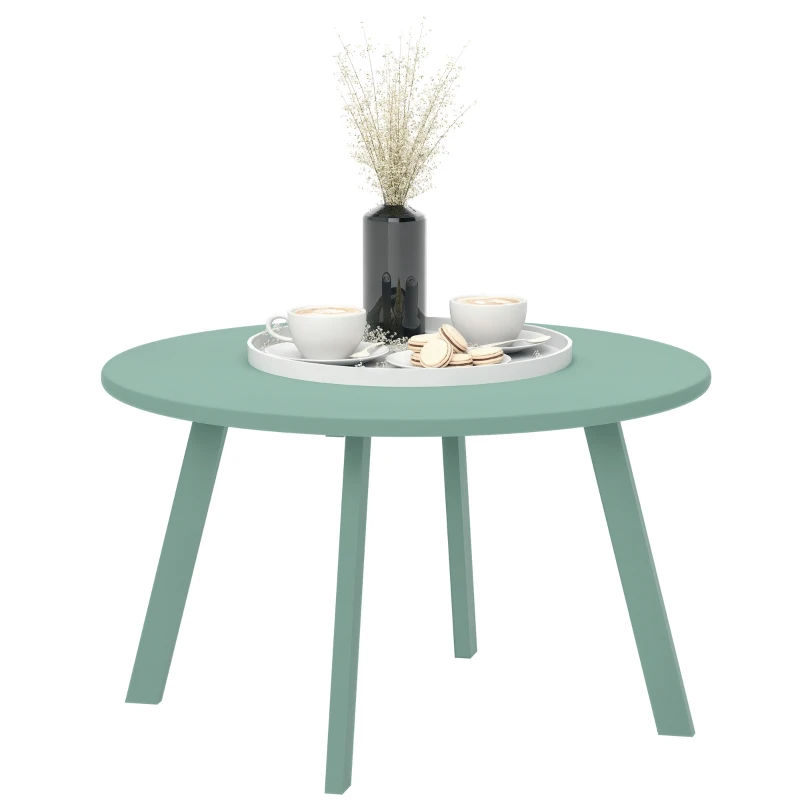 Outsunny Masa de cafea mică rotundă, masă auxiliară cu protecții anti-alunecare, cadru din metal, pentru grădină, Ø 70 x 42 cm, verde