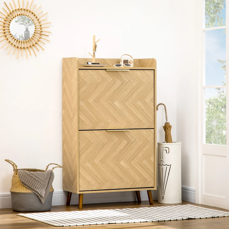 HOMCOM Mobilier pentru pantofi cu 2 uși rabatabile pentru intrare mică living dormitor 70 x 30 x 120 cm