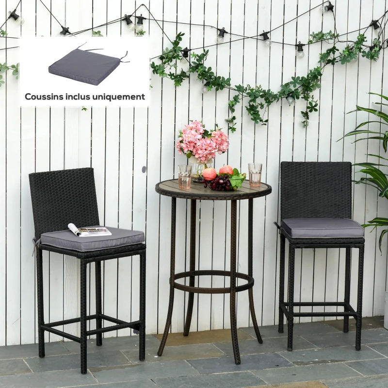 Outsunny Set de 2 perne pentru fotolii de grădină Pernă pentru scaun de exterior Perne de șezut detasabile Umplutură de 5 cm Tesatura de poliester dim. 45L x 45l cm Gri închis