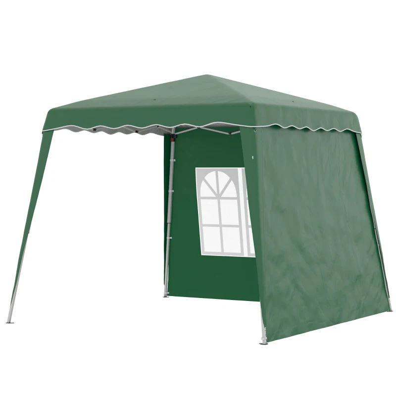 Outsunny Cort Pliabil cu 2 Pereți Laterali 2,89x2,89m Pavilion de Grădină cu Înălțime Reglabilă Protecție UV50+ Verde