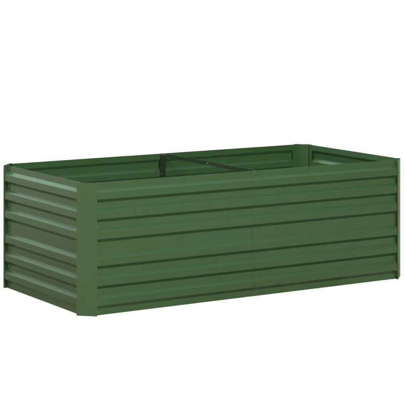 Outsunny Grădină elevate patrulater legume pat jardiniere cu tuburi de armare din oțel galvanizat 180 x 90 x 59 cm