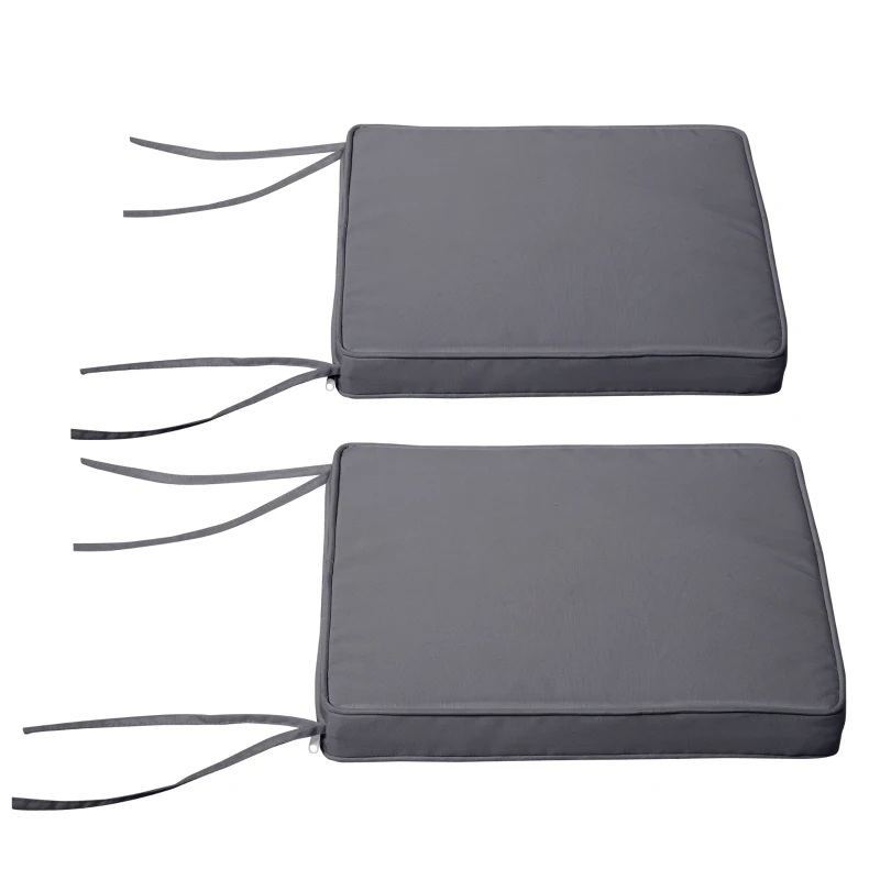 Outsunny Set de 2 perne pentru fotolii de grădină Pernă pentru scaun de exterior Perne de șezut detasabile Umplutură de 5 cm Tesatura de poliester dim. 45L x 45l cm Gri închis