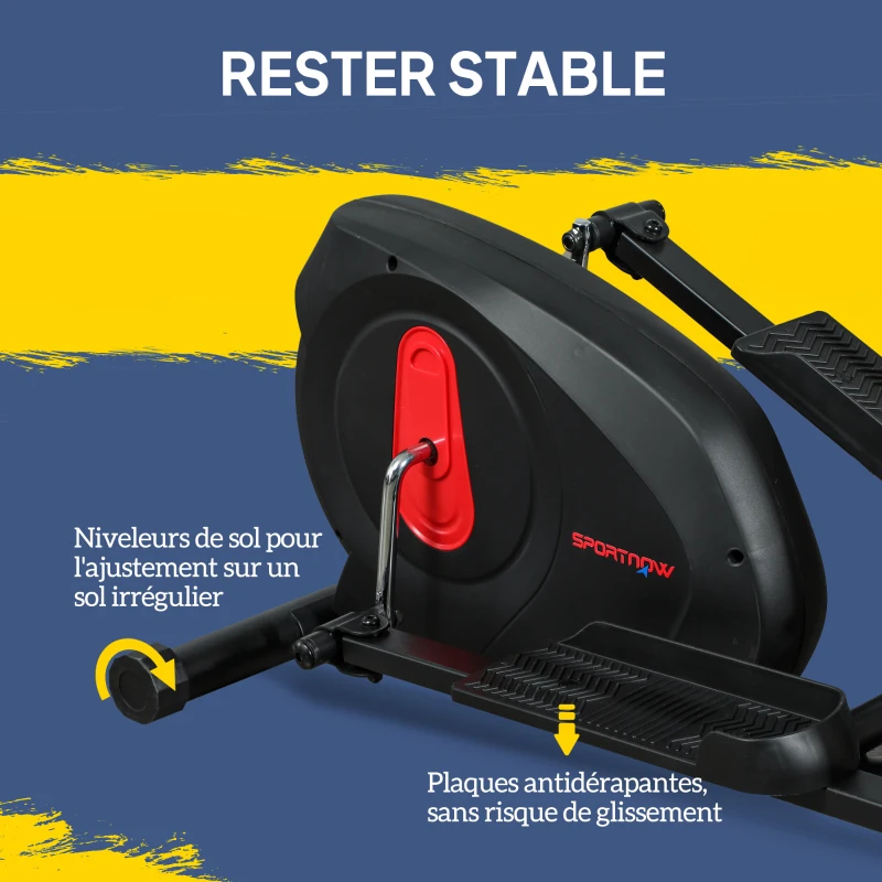 SPORTNOW Bicicletă eliptică pentru casă ultra-silențioasă, magnetică cu 8 nivele rezistență, ecran LED, senzor de puls, negru