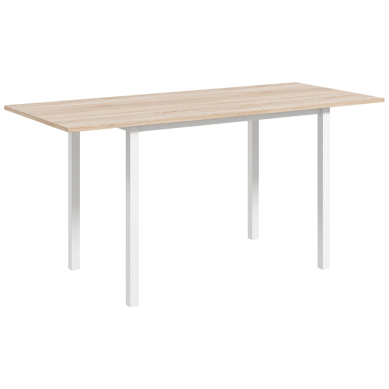 HOMCOM Masă de Comedor Extensibilă cu Picioare de Oțel pentru 4-6 Persoane 160x70x76 cm Lemn Natural