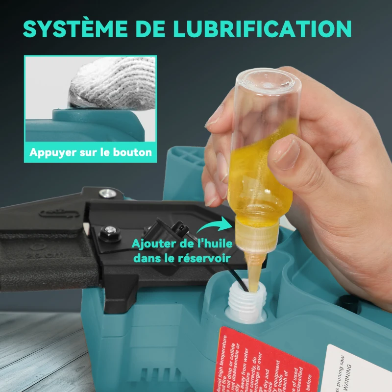 Outsunny Mini troncăouă uzdingțăță 8 polec 6000mAh 580W elăguęu un fil pour branches și jardin perche telescopique bleu