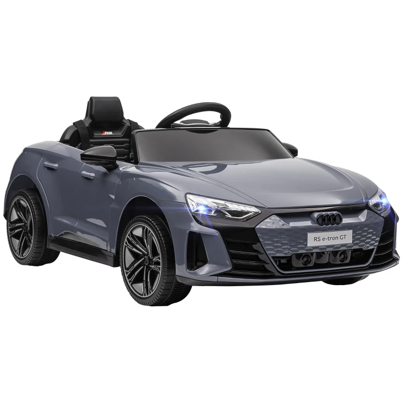 HOMCOM Automobil electric pentru copii cu telecomandă, centură de siguranță, claxon, muzică, faruri, până la 5 km/h, 3-5 ani, Gri