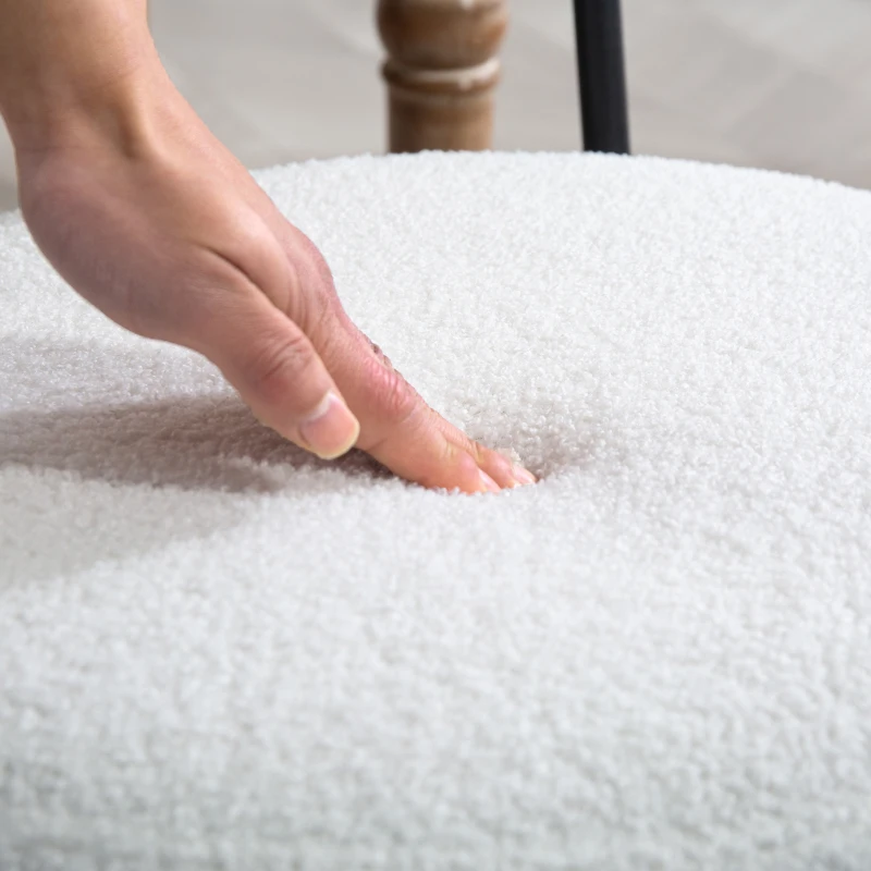 HOMCOM Lot de 2 scaune de bucatarie boho cu spatar din ratan pentru living, camera de zi, dormitor, alb