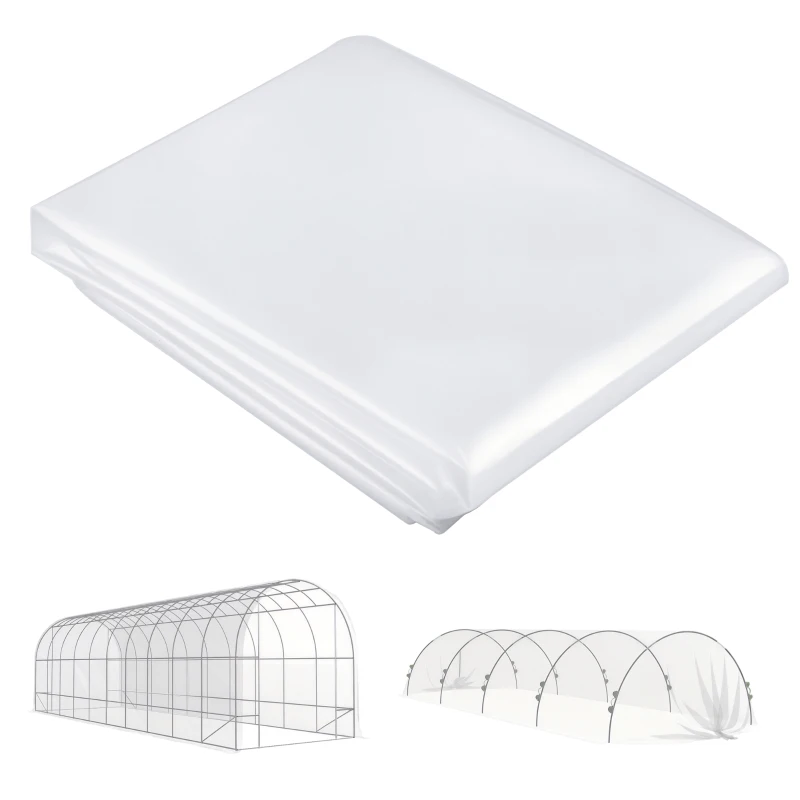 Outsunny Acoperire pentru seră din plastic, prelată pentru acoperirea plantelor, rezistentă la UV, rezistentă la apă, 8 x 10 m