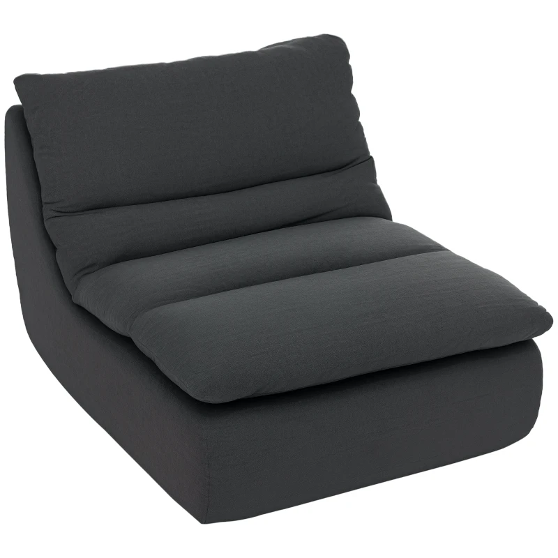 HOMCOM Fotoliu de podea din spumă, chaise-longue, fotoliu de lounge pentru living, dormitor, gri