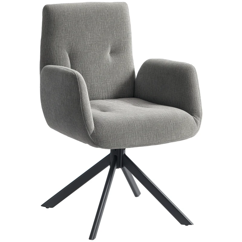 HOMCOM Fotoliu tapitat, fotoliu accente, design modern, rotativ, până la 120 kg, Gri închis