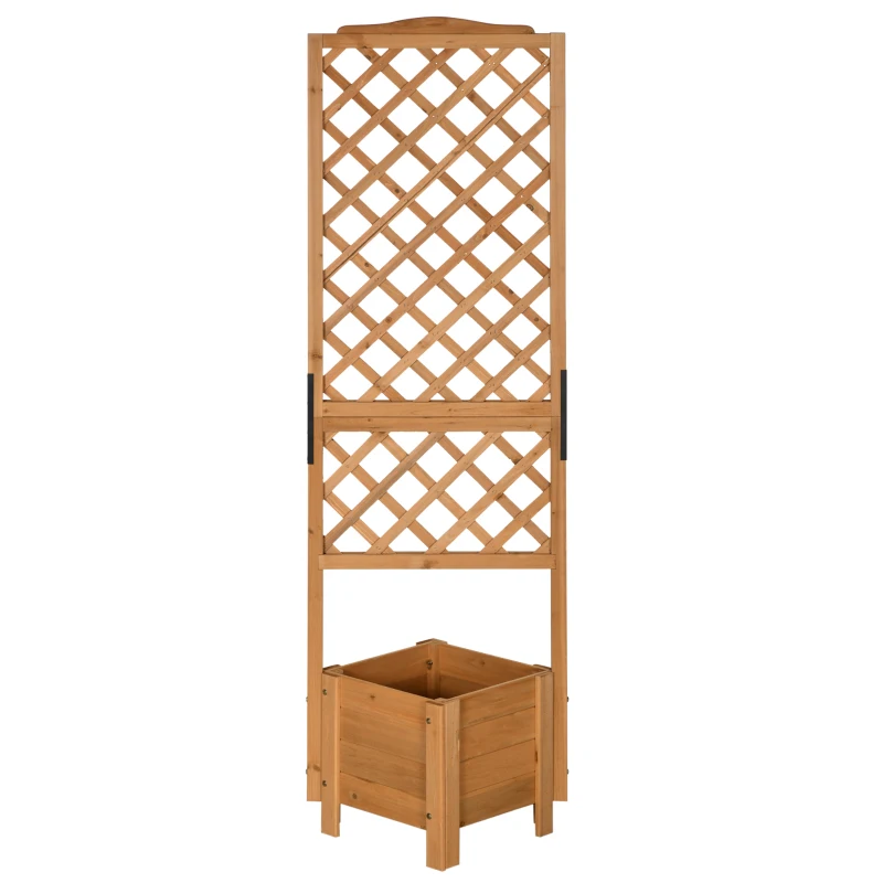 Outsunny Ghiveci cu grilaj pe stâlpi pentru plante - dim. 54,5L x 52l x 180H cm - Lemn de brad pre-uleiat