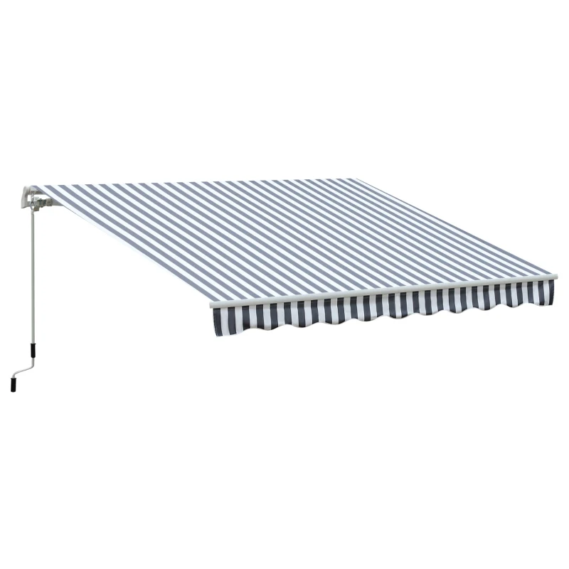 Outsunny Parasol cu Brațe Articulate Protecție Solară Manivelă Balcon Aluminiu Gri Alb 2,95 x 2,45 m