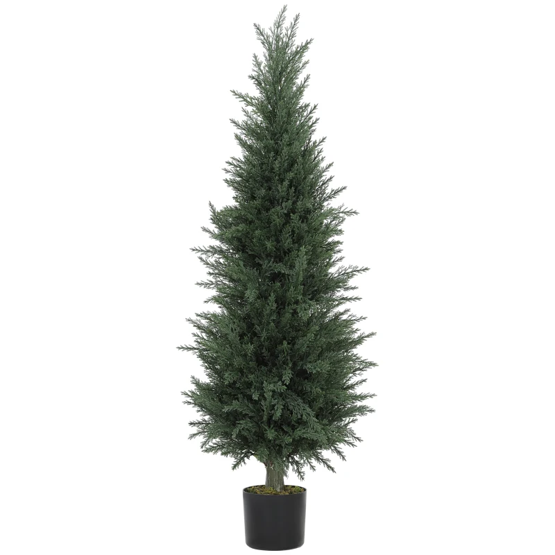 HOMCOM Chiparos artificial, 638 frunze din plastic, cu ghiveci, rezistent la UV, Verde