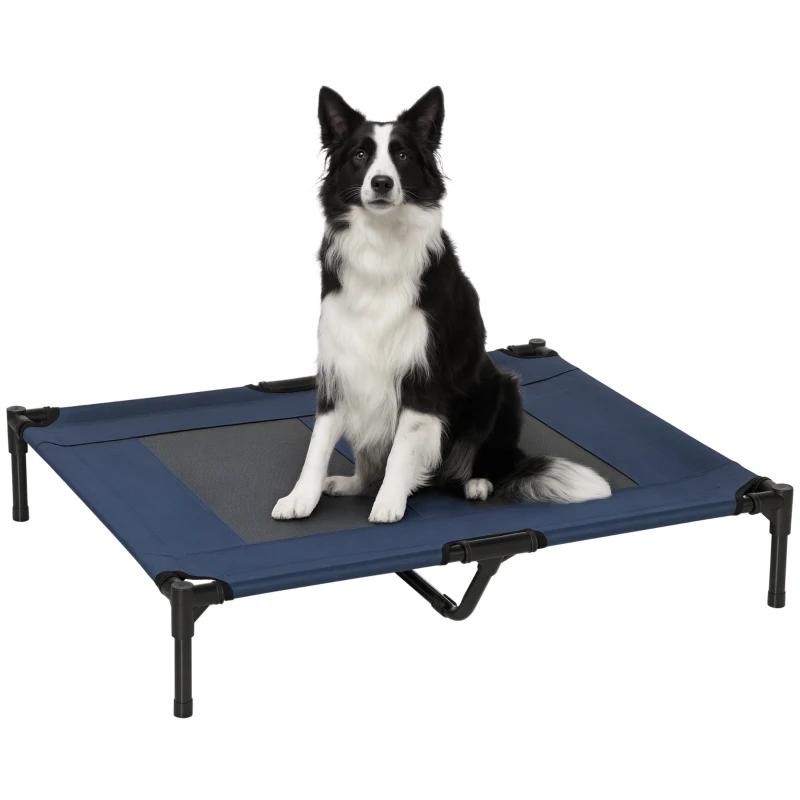 PawHut Pat pe picioare pat pentru câini pisici pat de tabără pat ridicat animale material textil Oxford textilenă micro-perforată oțel