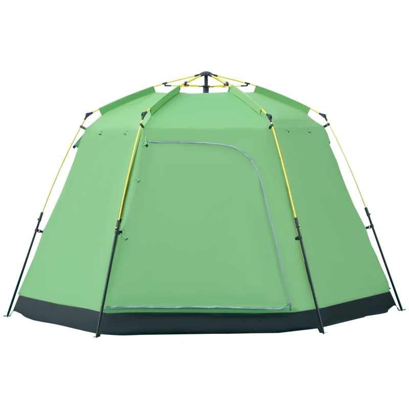 Outsunny Cort de Camping pentru 6 Persoane Cort de Familie Cort de Cupolă Piele ecologică 2000mm instalare ușoară pentru tabere trekking festival oțel fibre de sticlă verde 320 x 320 x 180 cm