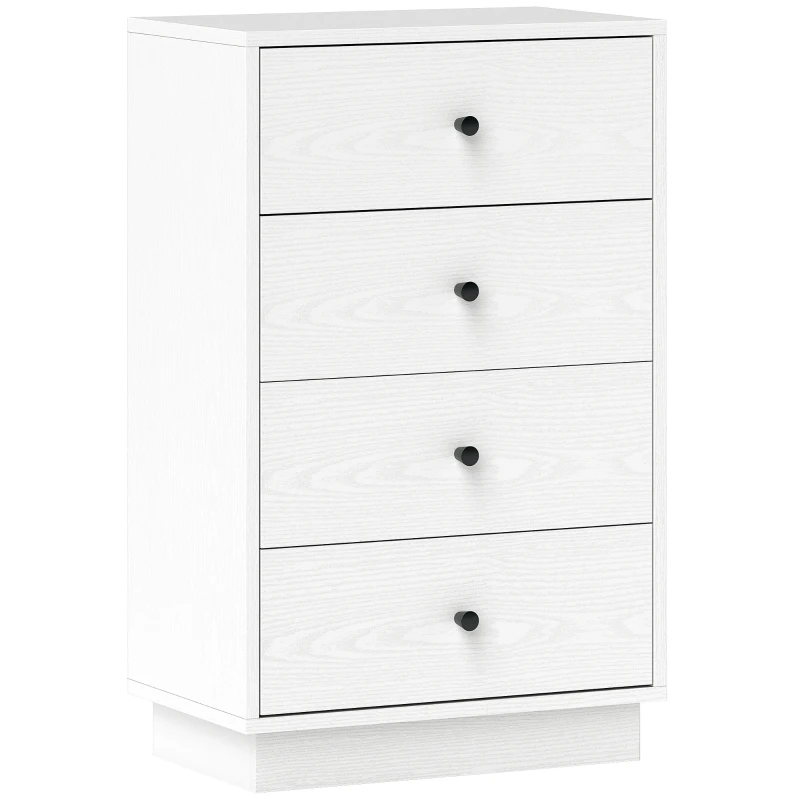 HOMCOM Comoda 4 sertare moderna, mobilier de depozitare pentru camera de zi, living, intrare, 47 x 29 x 75 cm, alb