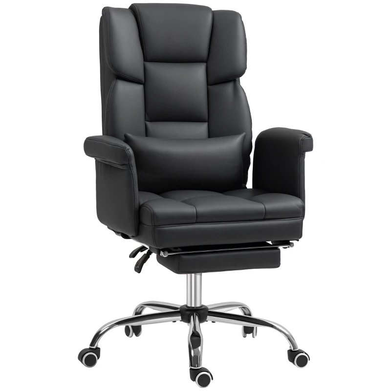 HOMCOM Scaun de birou ergonomic, înălțime reglabilă 48-56 cm, spătar reglabil, suport pentru picioare, Negru
