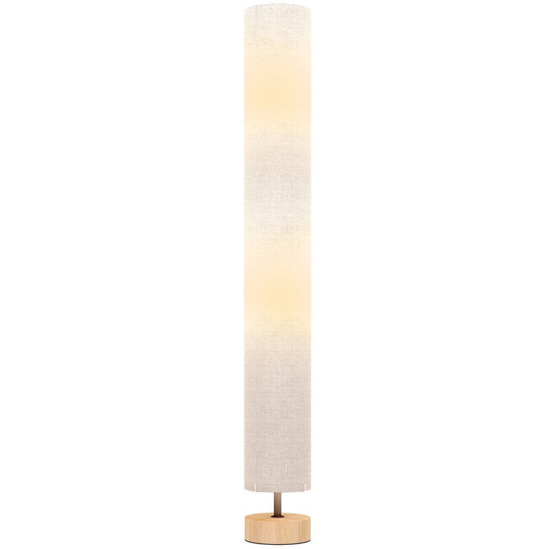 HOMCOM Lampadare de podea pentru living cu abajur din in, comutator de picior, 2 x dulie E27, 120 cm, gri