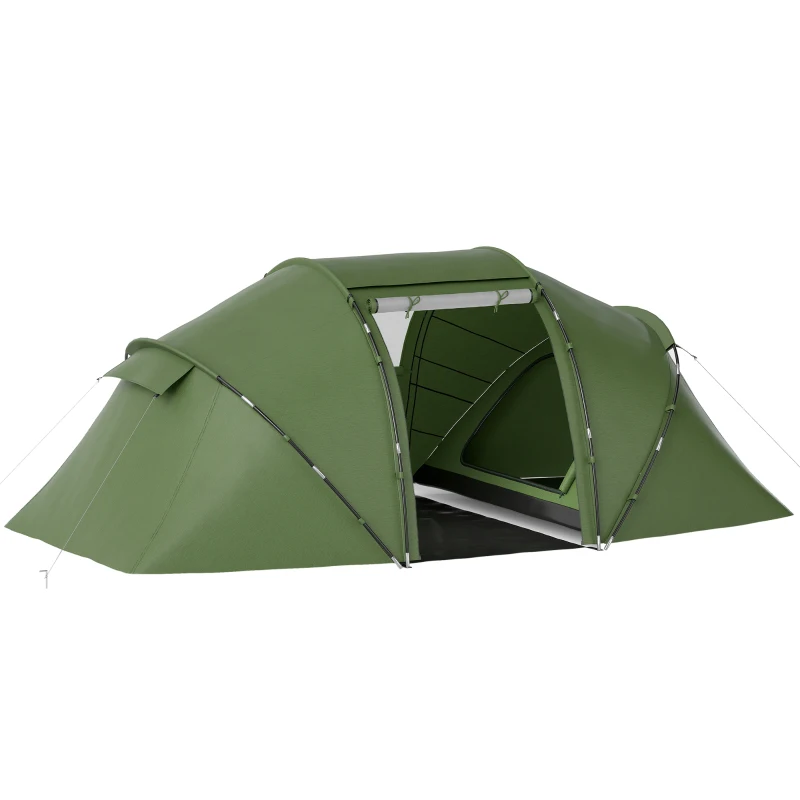 Outsunny Cortă Familiară pentru 4-6 Persoane cu 2 Camere și Geantă de Transport 430x240x170 cm Verde