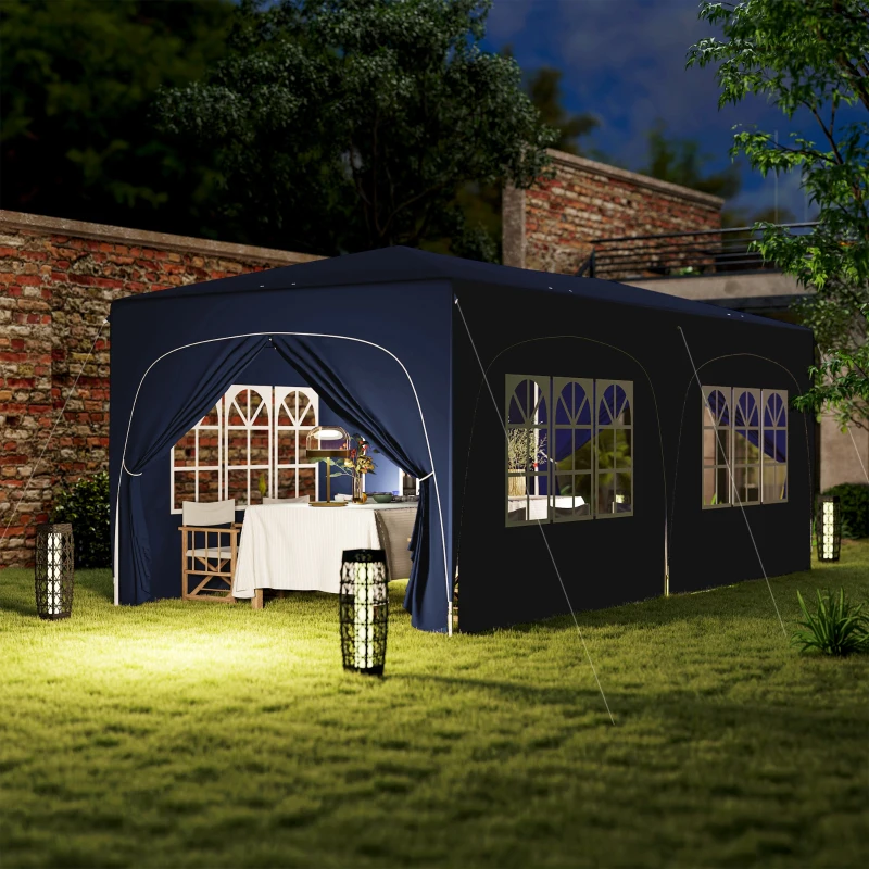 Outsunny Pavilion pop-up 3 x 6 m cu pereți laterali, cort de grădină reglabil în înălțime UPF50+ cu husă de transport și saci de nisip