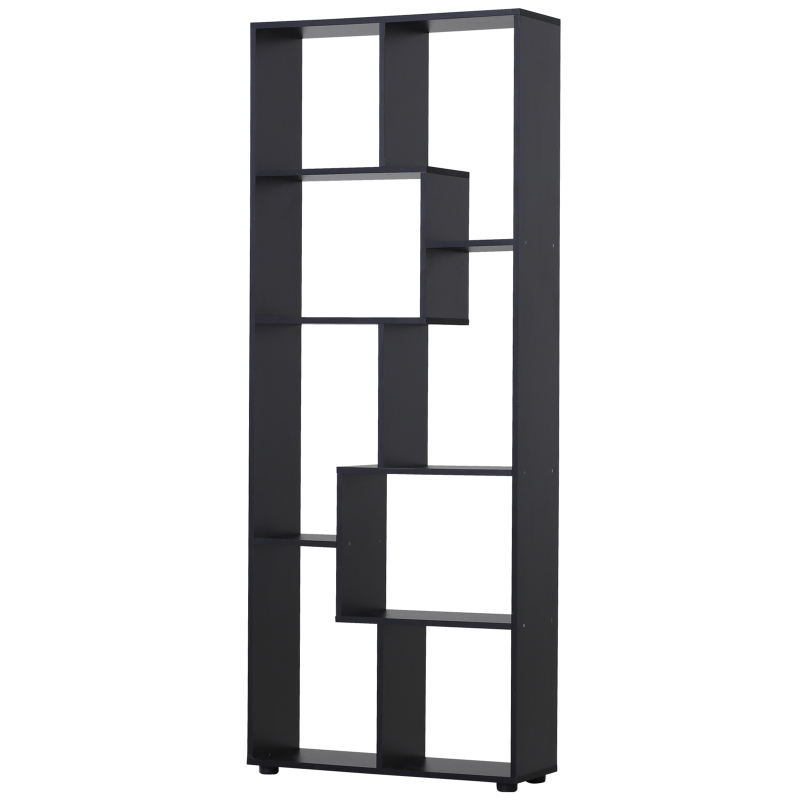 HOMCOM Bibliotecă cu rafturi Zig-zag Design Contemporan 70L x 24l x 178Î cm Panouri Particule negru