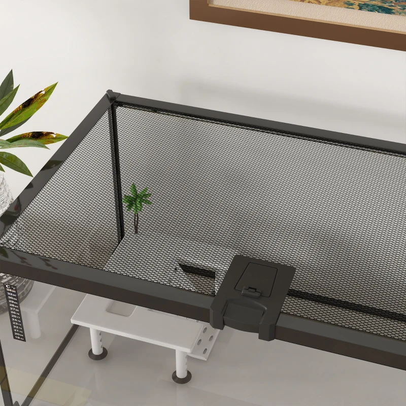PawHut Cutie pentru reptile cutie de creștere a reptilelor habitat de terariu transparent capac culisant plasă metalică