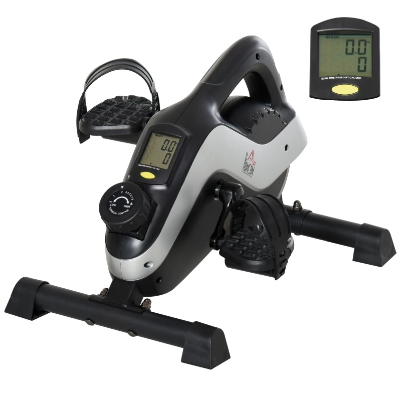 HOMCOM Mini bicicletă de apartament, compactă cu 8 nivele de rezistență magnetică și ecran LCD 53 x 44 x 34 cm negru