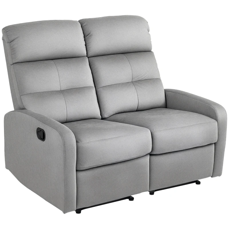 HOMCOM Fotoliu dublu, Fotoliu de relaxare cu spătar dublu reglabil și suport pentru picioare, pentru Living, Captușeală din Material Textil, Gri