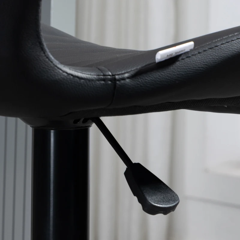 HOMCOM Scaun de Bar Barstuhl Set 2 buc. reglabil în înălțime 48,5 x 55,5 x 90-110 cm Piele Ecologică + Oțel Negru