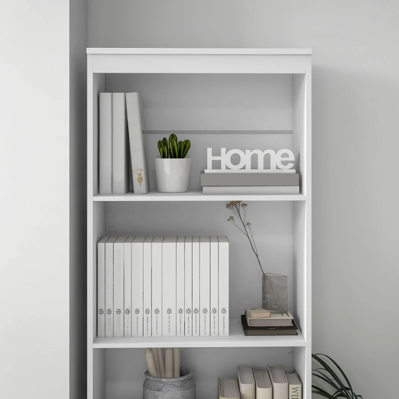 HOMCOM Bibliotecă înaltă de 180 cm cu 3 rafturi și 3 sertare 60 x 35 x 180 cm din lemn alb