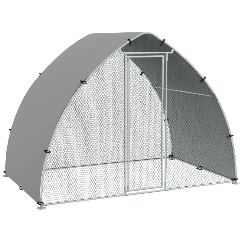 PawHut Enclos mare pentru găini, volieră exterioară 5,75 m², acoperiș anti-UV, oțel galvanizat, ușă cu blocare.