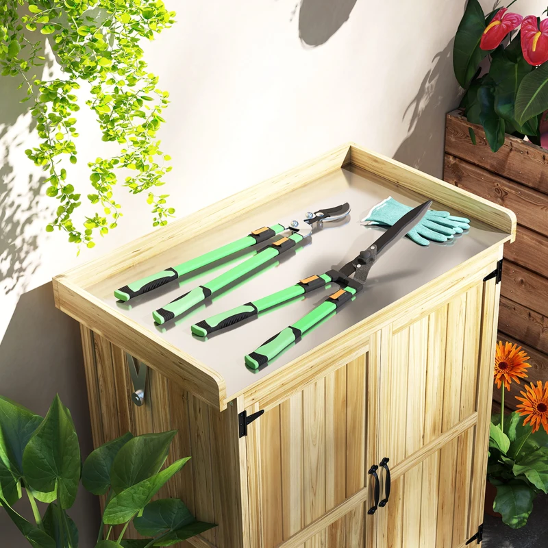 Outsunny Lot de 2 foarfece de grădină, foarfecă pentru gard viu lungime 63,5-78,5 cm tăietor cu enclumă lungime 64,5-90 cm verde și negru