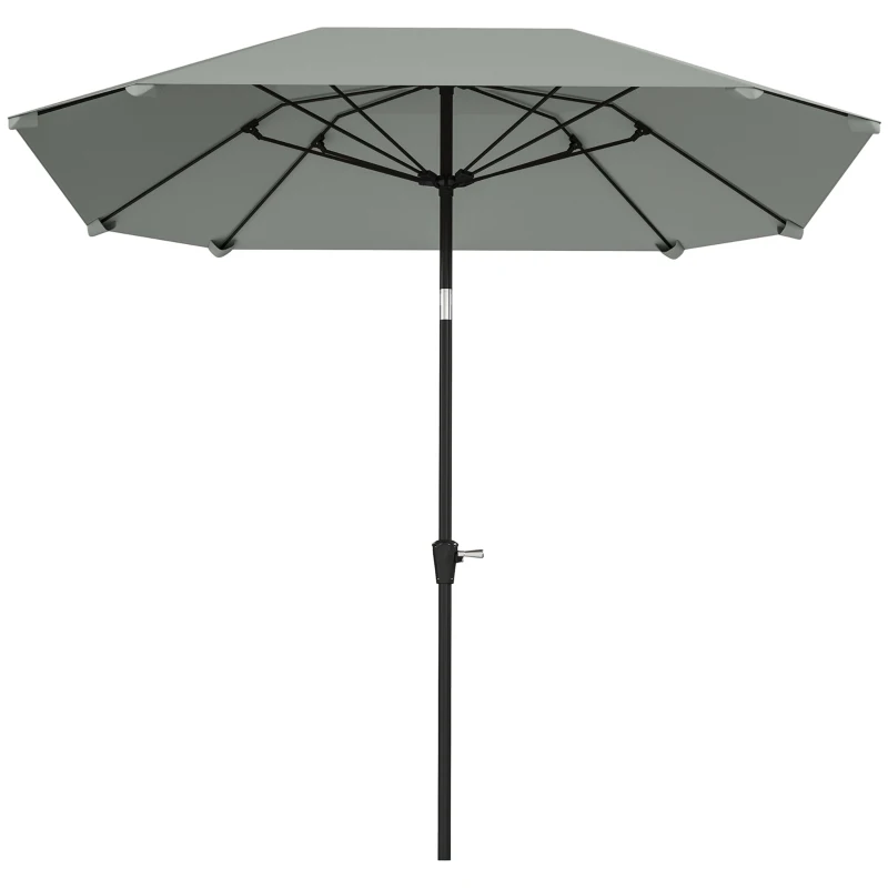 Outsunny Umbrelă de soare de 2,3 m fără bază, Umbrelă de terasă ajustabilă cu manivelă, Poliester, Aluminiu, Fibră de sticlă, Gri închis