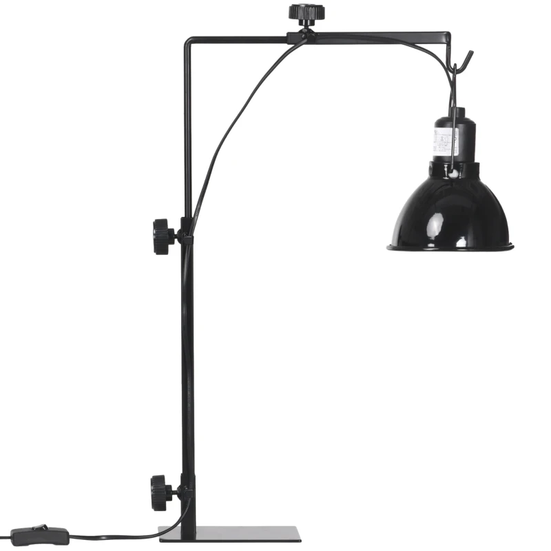 PawHut Suport de lampă termică pentru reptile înălțime și lățime reglabile pentru amfibieni bază din oțel 32 x 9 x 67 cm negru