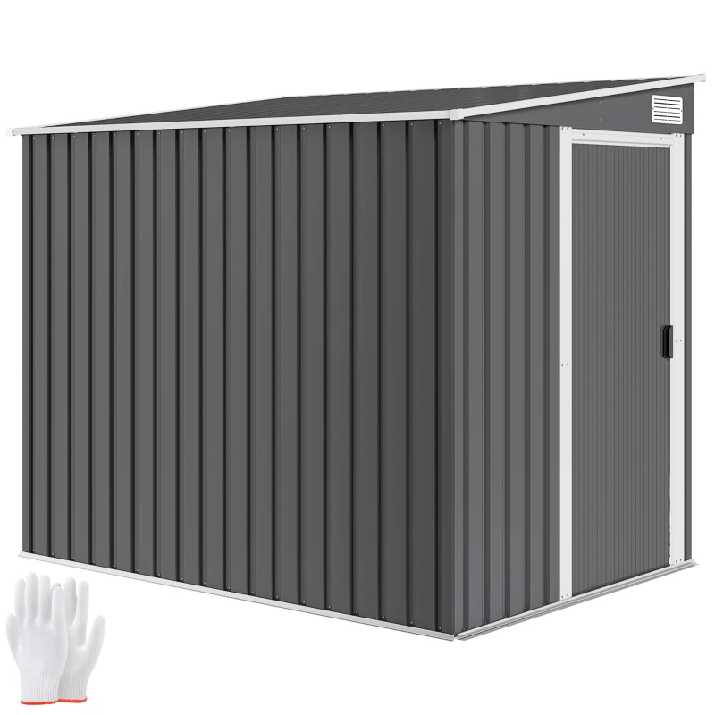 Outsunny Capanno da giardino 2,81 m² ad angolo, in acciaio zincato, 154x206,5x181cm, Grigio scuro