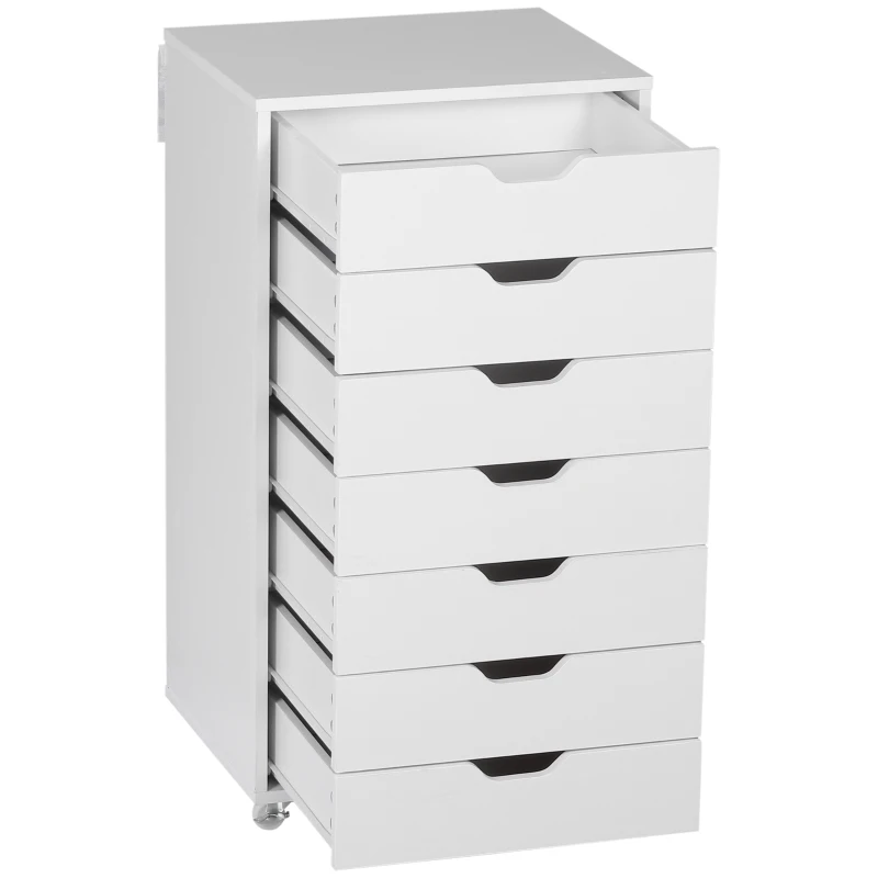Vinsetto Caisson de bureau cu roți mobilier depozitare birou cu 7 sertare organizator pentru documente, format A4 sau scrisori