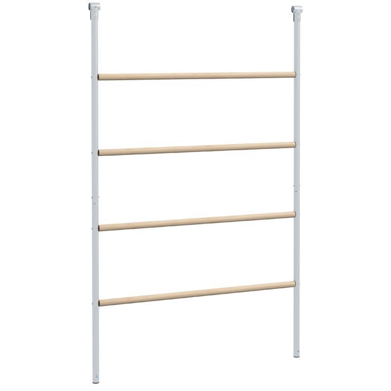 PawHut Perete scară mare pentru găini 4 niveluri cu trepte din lemn și structură metalică 140 x 86 x 2,5 cm argintiu