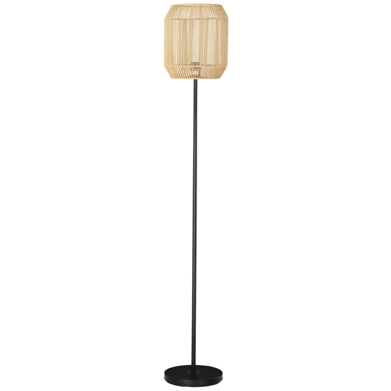 HOMCOM Lampadar de podea pentru living abajur din sfoara de hartie design natural baza E27 Max. 40W - Ø 26 x 164H cm