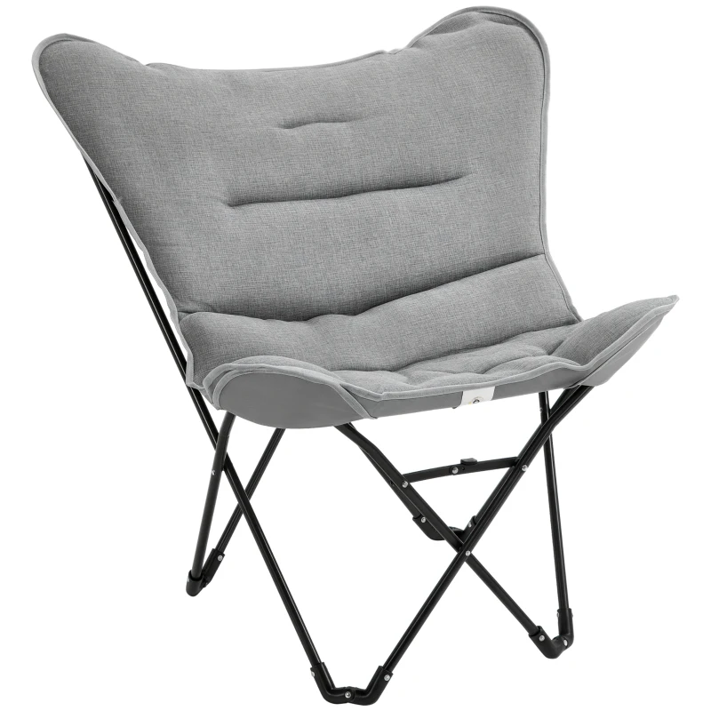 Outsunny Scaun de camping pliabil șezut larg și căptușit pliabil pentru pescuit 88 x 74 x 84 cm gri deschis