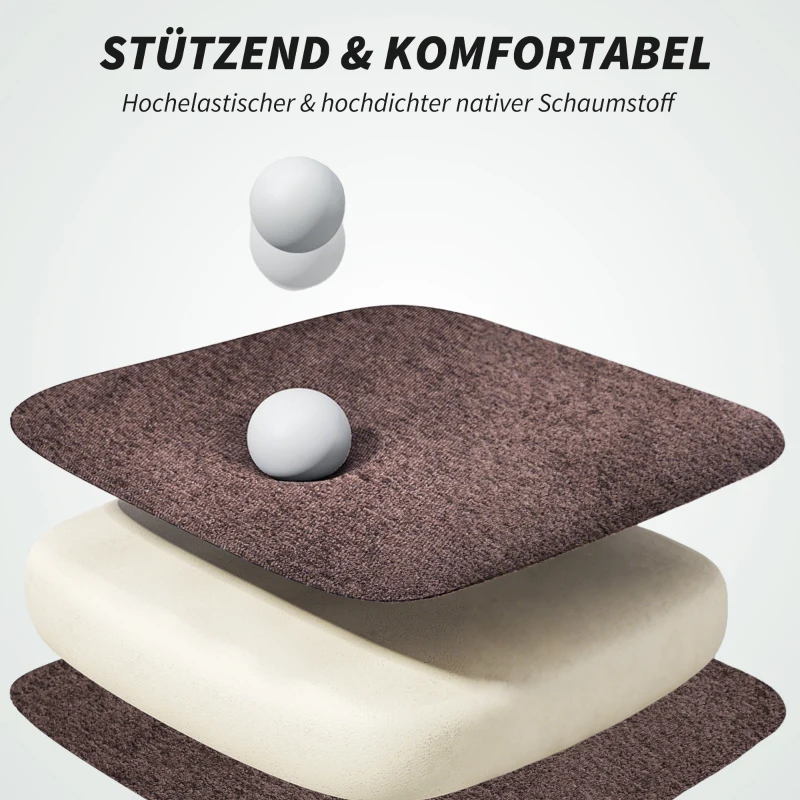 HOMCOM Bureaustoel met verstelbare rugleuning, rollende gestoffeerde stoel, comfortstoel, in hoogte verstelbaar, staal, bruin(m-5)