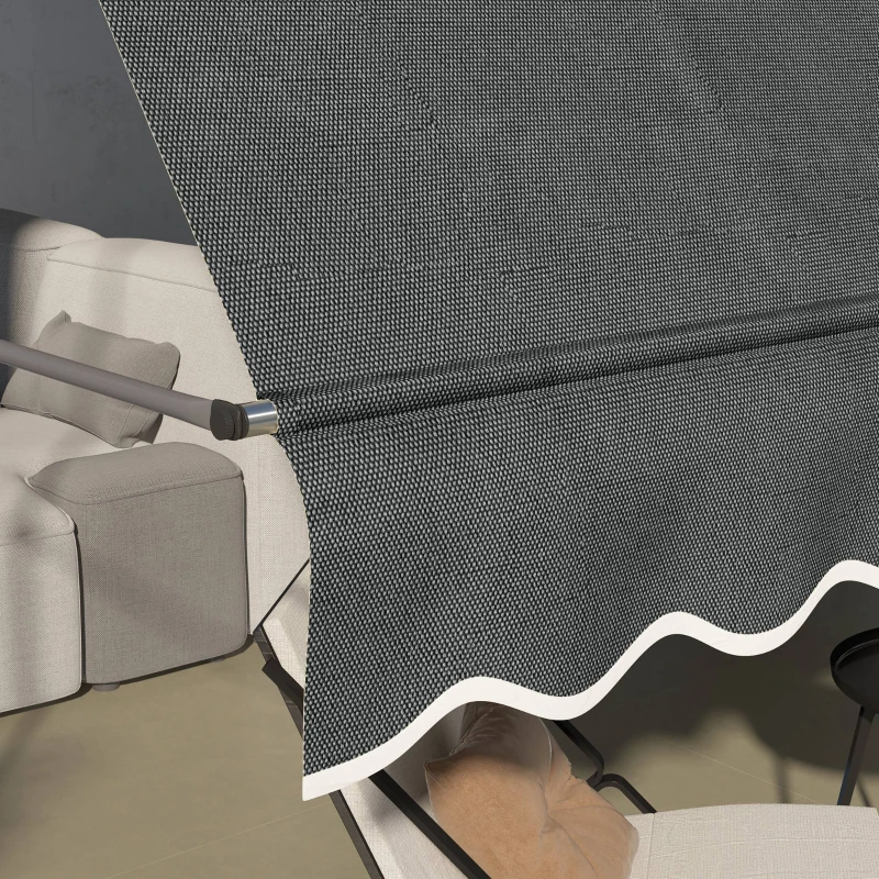 Outsunny Parasol Manual Retractabil 300x120x210-300 cm cu Manivela Inaltime Ajustabila Impermeabil si Anti-UV Gri Inchis