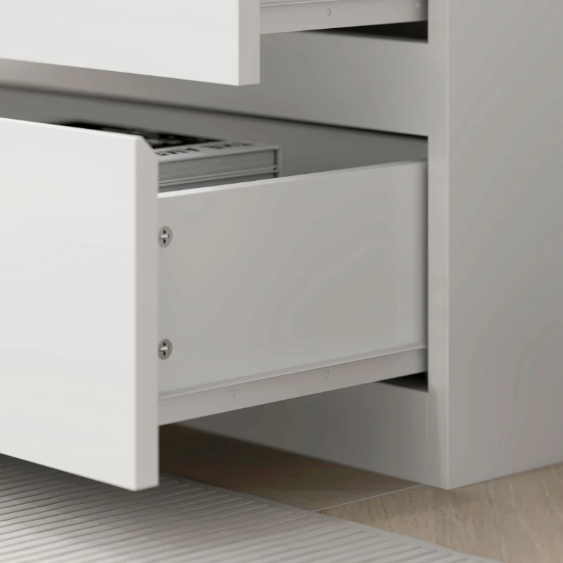 HOMCOM Bibliotecă înaltă de 180 cm cu 3 rafturi și 3 sertare 60 x 35 x 180 cm din lemn alb