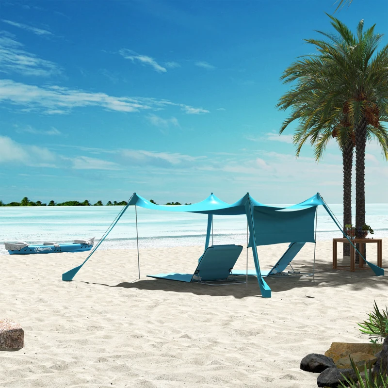 Outsunny Pânză de protecție solară, rezistentă la apă, ajustabilă, ușoară, pliabilă, suporturi din oțel, 3x3x2m, Albastru cer
