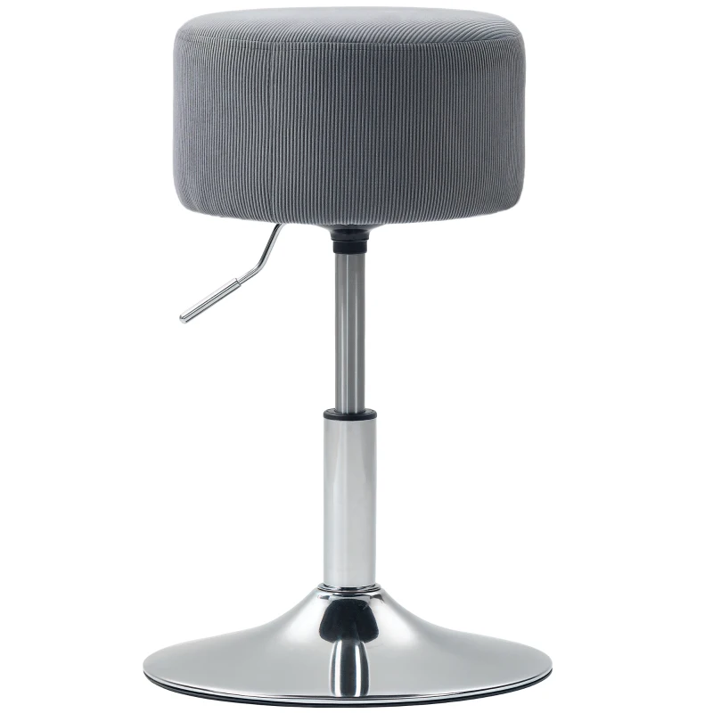 HOMCOM Taburet Înalt de Bucătărie Reglabil în Înălțime 52-66 cm Tapitat cu Catifea Rotativ 360° Gri